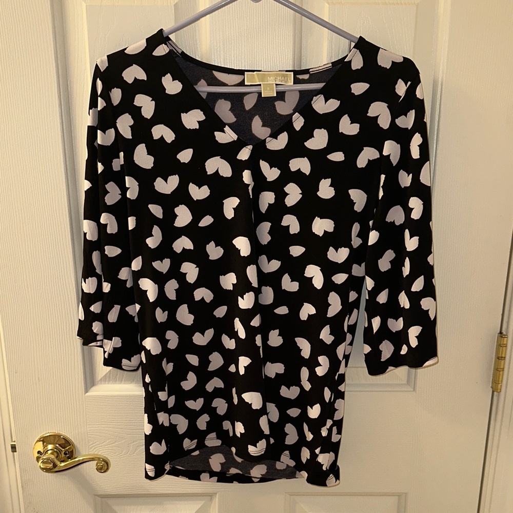 Michael Kors Black and White Patterned Top